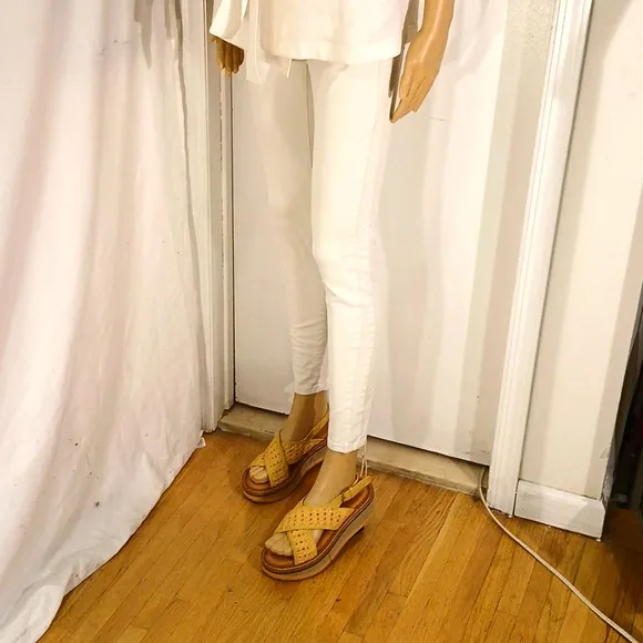 Gorgeous NWOT Robert Clergerie (France) Tan &amp; Pink Woven Platform Sandals