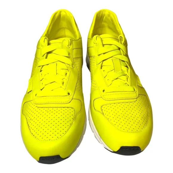 Gucci GG Neon Yellow Leather Sneakers Trainers Shoes Low Top Men's US 10/EU 43