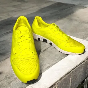 Gucci GG Neon Yellow Leather Sneakers Trainers Shoes Low Top Men's US 10/EU 43