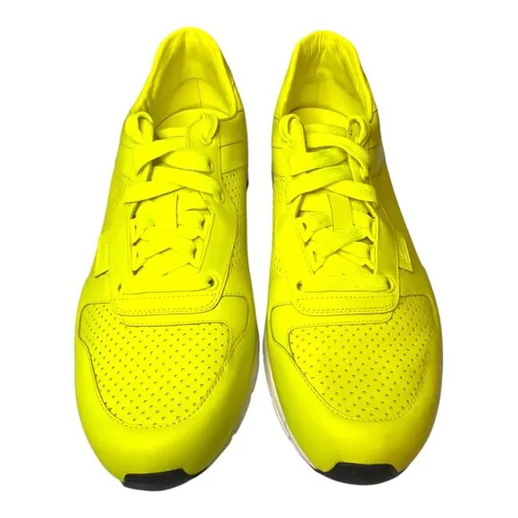 Gucci GG Neon Yellow Leather Sneakers Trainers Shoes Low Top Men's US 10/EU 43