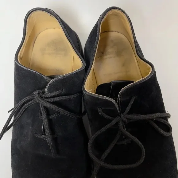 Heschung Suede Black Low Top Oxford Lace Up Shoes