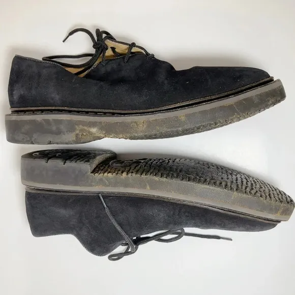 Heschung Suede Black Low Top Oxford Lace Up Shoes