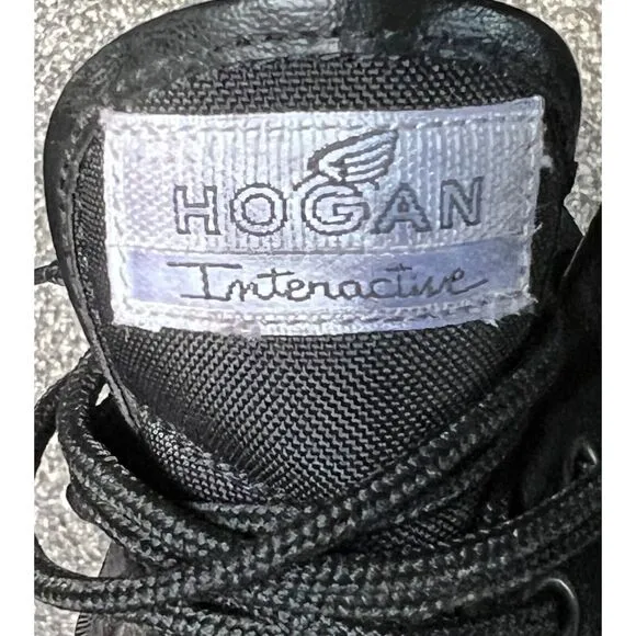 Hogan Interactive Sneakers Womens 8 Black Suede Low Top Lace Up Athletic Shoes