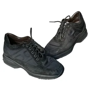 Hogan Interactive Sneakers Womens 8 Black Suede Low Top Lace Up Athletic Shoes