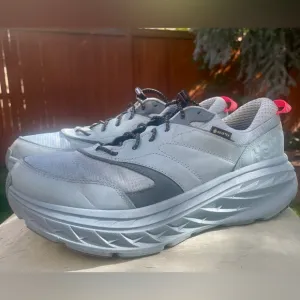 Hoka One Bondi L GTX Gore-Tex Blue Leather Running Shoe Men size 10.5 Women 11.5