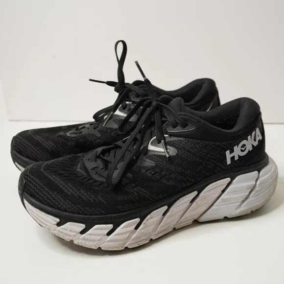 Hoka One Gaviota 4 Womens 8.5 D Wide Sneakers Shoes Walking Running Black FLAWS