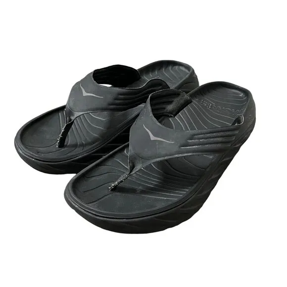 Hoka One One Black Gull Ora Recovery Flip Flop Sandals Thong Mens Size 11