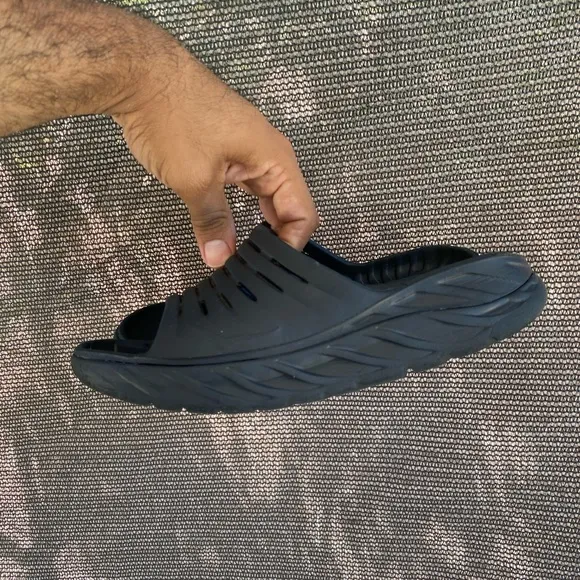Hoka One One Black Ora Recovery Slide 2 sandals