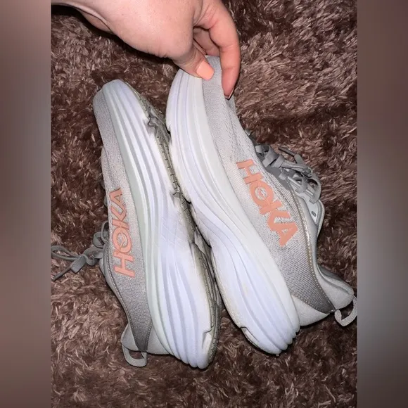 Hoka one one bondi 8 Women's Gray Athletic Shoes running gym 9