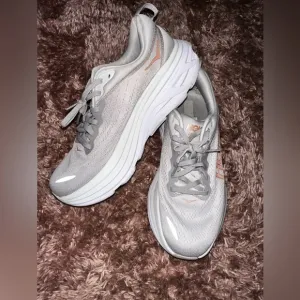 Hoka one one bondi 8 Women's Gray Athletic Shoes running gym 9