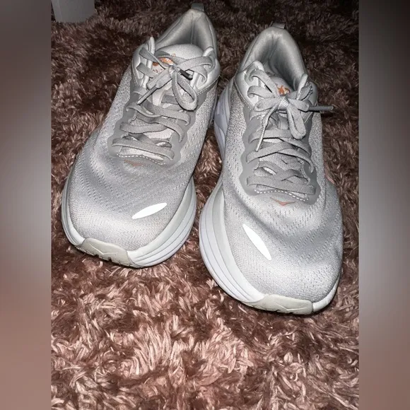 Hoka one one bondi 8 Women's Gray Athletic Shoes running gym 9