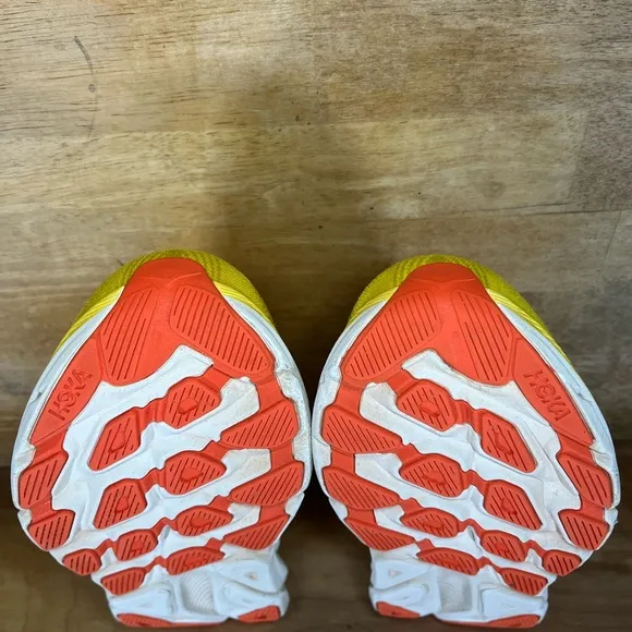 Hoka One One Clifton 9 Mens Size 12 Running Shoes Sneakers Passion Fruit Maize