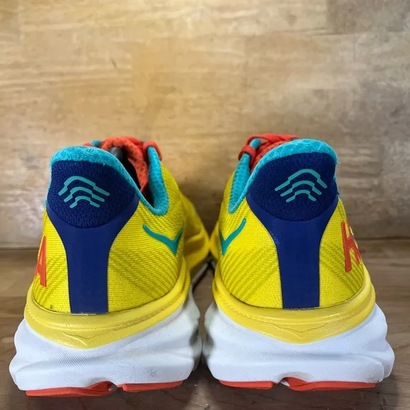Hoka One One Clifton 9 Mens Size 12 Running Shoes Sneakers Passion Fruit Maize