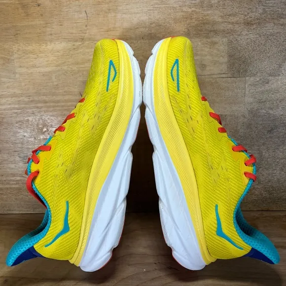 Hoka One One Clifton 9 Mens Size 12 Running Shoes Sneakers Passion Fruit Maize