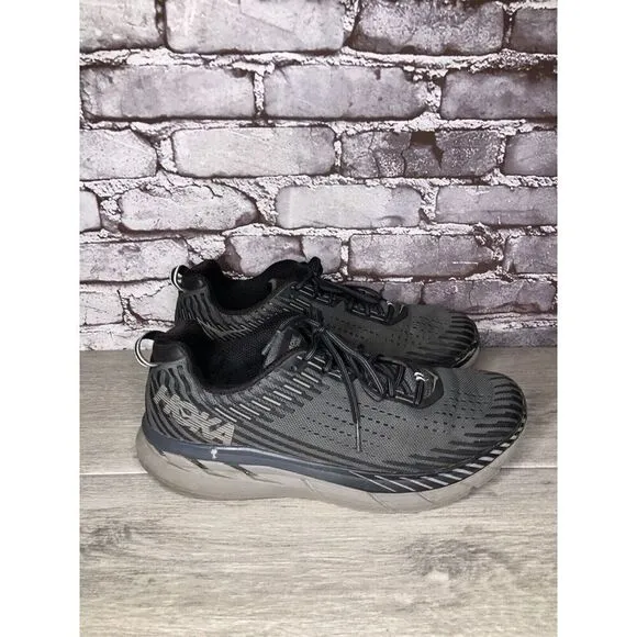 Hoka One One Clifton 5 Black Synthetic Running Training Shoes Men Sz 11.5D US/46