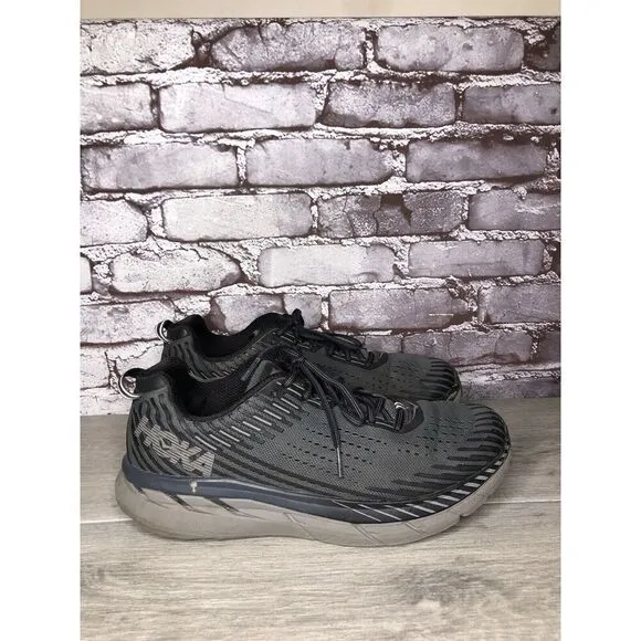 Hoka One One Clifton 5 Black Synthetic Running Training Shoes Men Sz 11.5D US/46