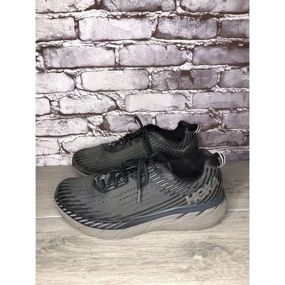 Hoka One One Clifton 5 Black Synthetic Running Training Shoes Men Sz 11.5D US/46