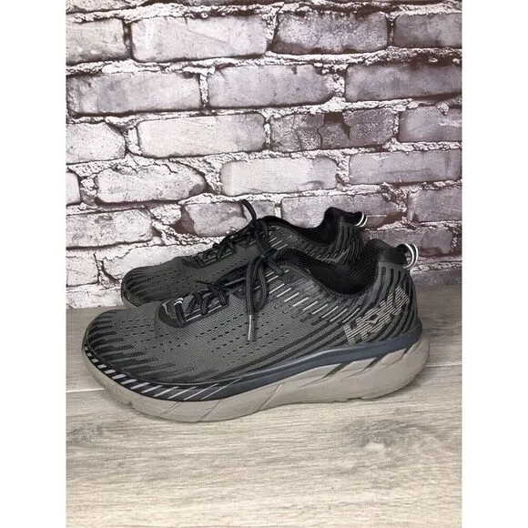 Hoka One One Clifton 5 Black Synthetic Running Training Shoes Men Sz 11.5D US/46