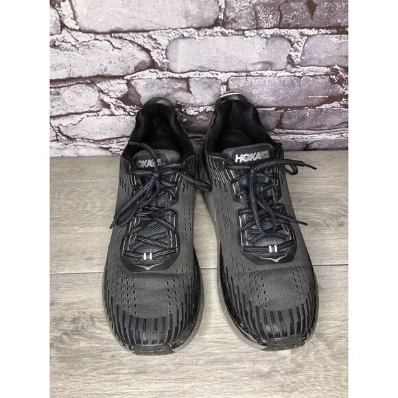 Hoka One One Clifton 5 Black Synthetic Running Training Shoes Men Sz 11.5D US/46