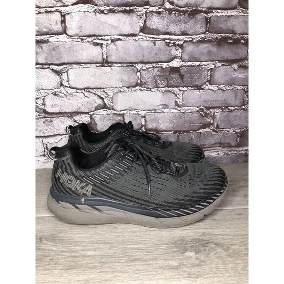 Hoka One One Clifton 5 Black Synthetic Running Training Shoes Men Sz 11.5D US/46