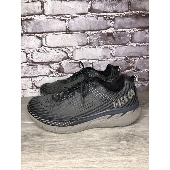 Hoka One One Clifton 5 Black Synthetic Running Training Shoes Men Sz 11.5D US/46