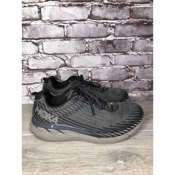 Hoka One One Clifton 5 Black Synthetic Running Training Shoes Men Sz 11.5D US/46