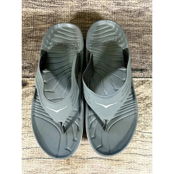 Hoka One One Flip Flop Recovery  Grey Gray Sandals Mens Size 13 Slip On