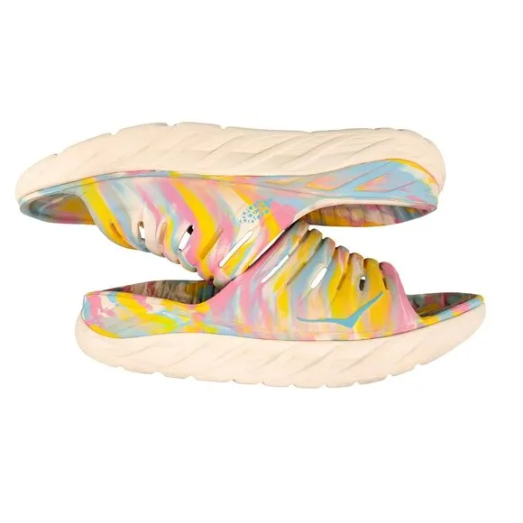 Hoka One One Free People Ora Recovery Slide Sandals Women Size 10 Marble Yellow