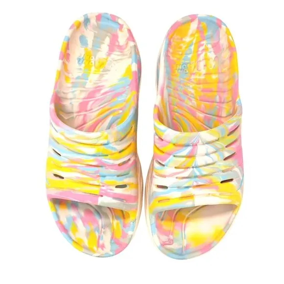 Hoka One One Free People Ora Recovery Slide Sandals Women Size 10 Marble Yellow