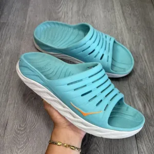 Hoka One One Men's 10 Teal Blue White Ora Recovery Slides Comfort Sandals