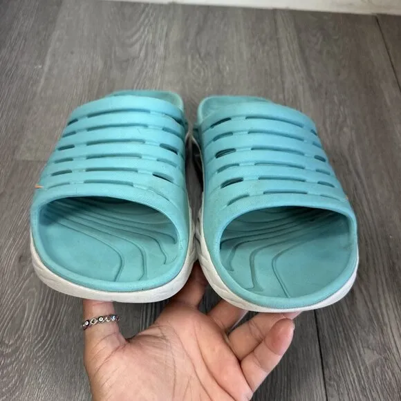 Hoka One One Men's 10 Teal Blue White Ora Recovery Slides Comfort Sandals