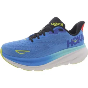 Hoka One One Mens Clifton 9 Blue Fitness Workout Running Shoes Sneakers New
