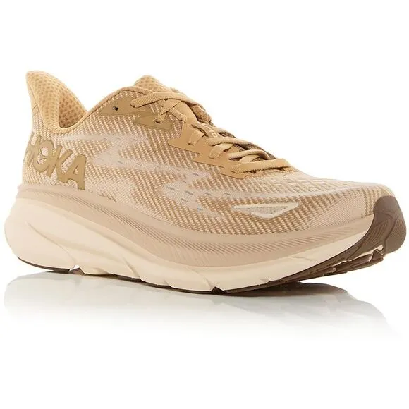 Hoka One One Mens Clifton 9 Tan Fitness Running &amp; Training Shoes Sneakers New