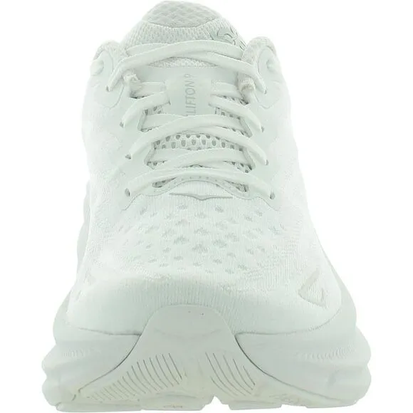 Hoka One One Mens Clifton 9 White Fitness Workout Running Shoes Sneakers Used