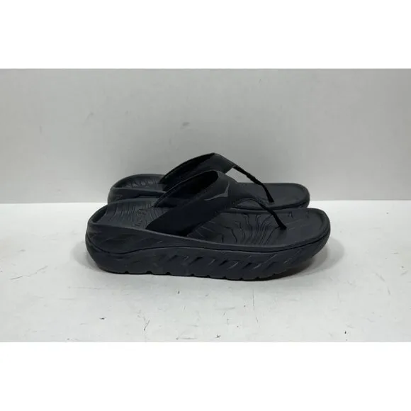 Hoka One One Ora Recovery Flip 2 Sandals Women's Size 7 Triple Black Slip On