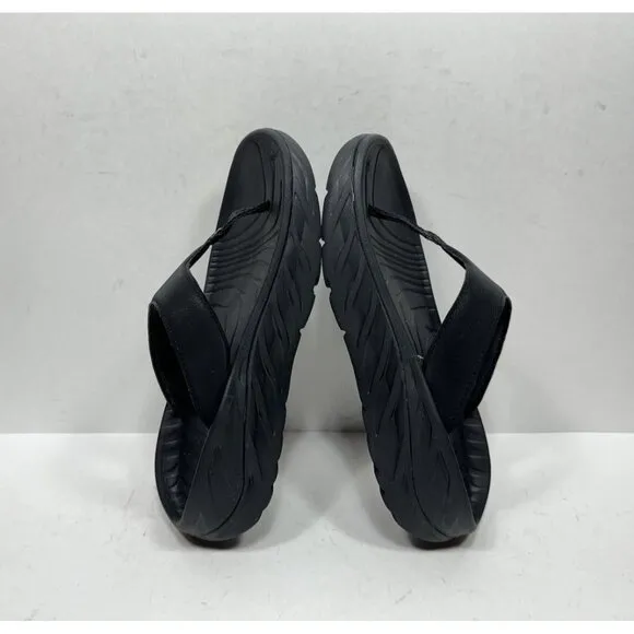 Hoka One One Ora Recovery Flip 2 Sandals Women's Size 7 Triple Black Slip On