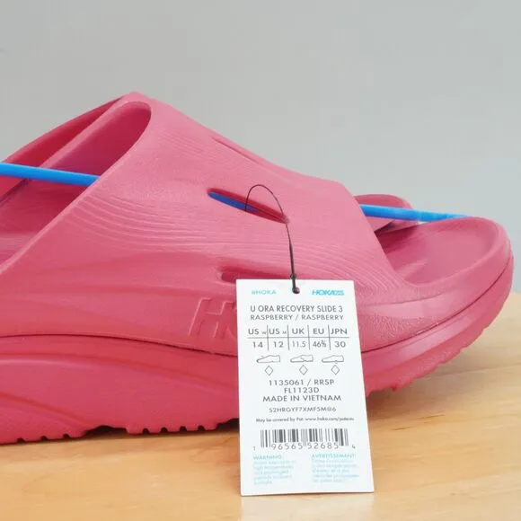Hoka One One Ora Recovery Slide 3 Mens Size 12 Raspberry Comfort Sandals NEW