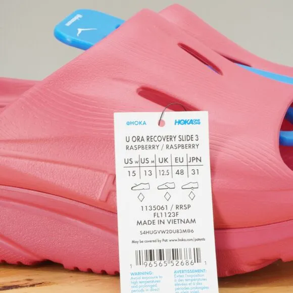 Hoka One One Ora Recovery Slide 3 Mens Size 13 Raspberry Comfort Sandals NEW