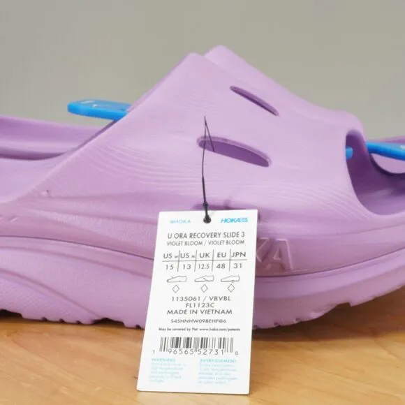 Hoka One One Ora Recovery Slide 3 Mens Size 13 Violet Bloom Purple Sandals NEW