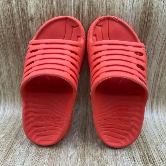 Hoka One One Ora Recovery Slide Women's Size 5 Orange Sandals Slip On Comfort