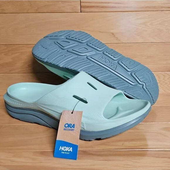 Hoka One One Ora Recovery Slide Mist Green Trellis Flip Flop Comfort Sandals