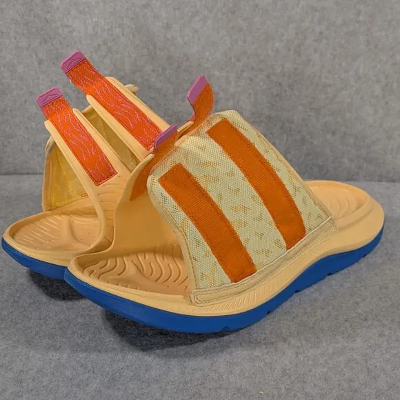 Hoka ORA Luxe Recovery Open Toe Slide Sandals Unisex M 9 W 11 Peach Impala Blue