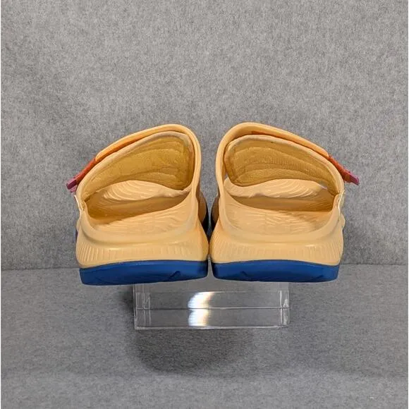 Hoka ORA Luxe Recovery Open Toe Slide Sandals Unisex M 9 W 11 Peach Impala Blue