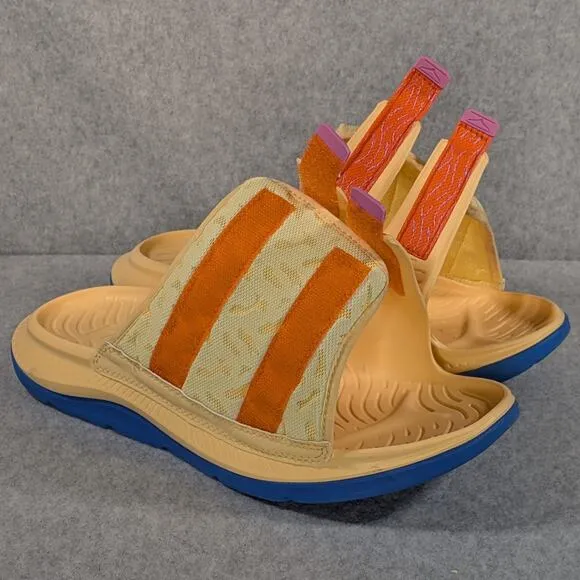 Hoka ORA Luxe Recovery Open Toe Slide Sandals Unisex M 9 W 11 Peach Impala Blue