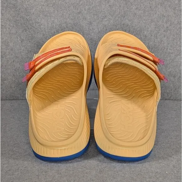 Hoka ORA Luxe Recovery Open Toe Slide Sandals Unisex M 9 W 11 Peach Impala Blue