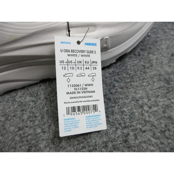 Hoka Ora Recovery Slide 3 Mens Size 10 White Rubber Slip On Sandals 1135061