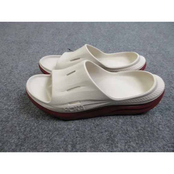 Hoka Ora Recovery Slide 3 Mens Size 11 Beige Eggnog Rust Rubber Slip On Sandals