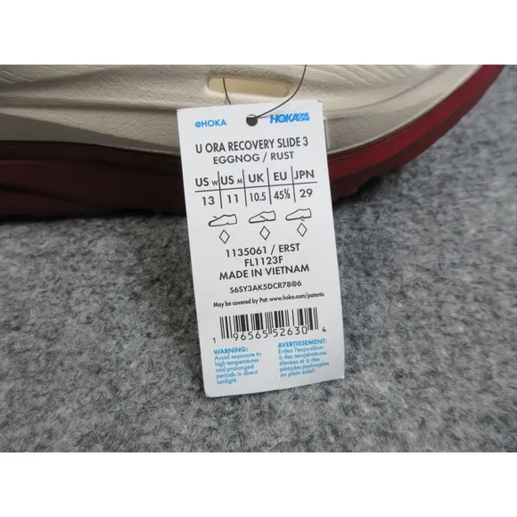 Hoka Ora Recovery Slide 3 Mens Size 11 Beige Eggnog Rust Rubber Slip On Sandals