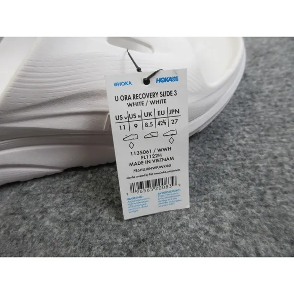 Hoka Ora Recovery Slide 3 Mens Size 9 White Rubber Slip On Sandals 1135061
