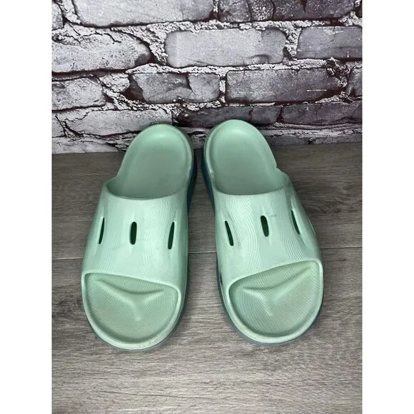 Hoka Ora Recovery Slides 3 Mist Green Trellis Slides Sandals Men Sz 12M US/45EU